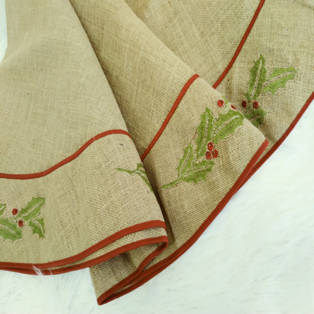 54" Round Tree Skirt Holiday Christmas Burlap Gold